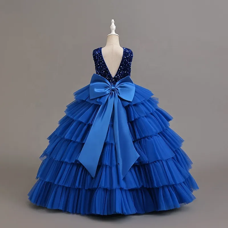 Robe de cérémonie fille en stock, nouveauté tendance, style européen et américain, robe à étages élégante, haut de gamme pour enfants,